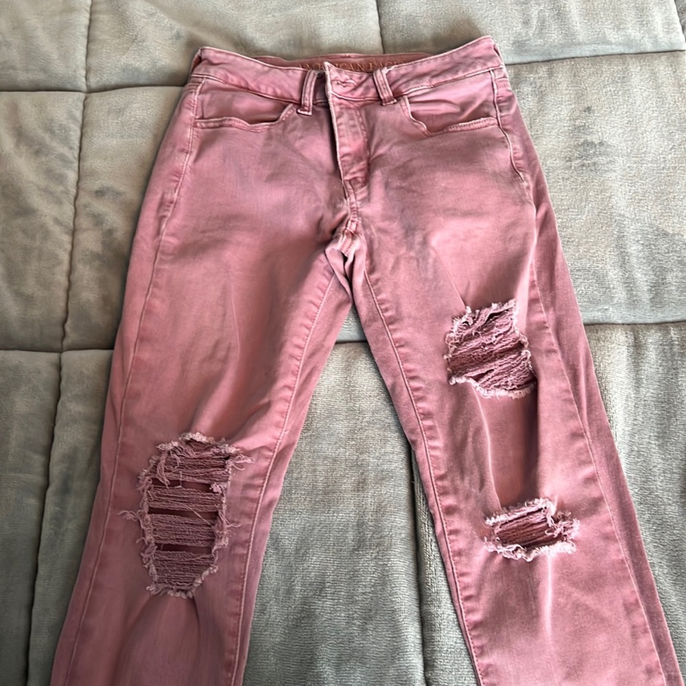 Ripped pink American eagle jeans